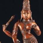 Pure Brass Ardhanarishwara Vintage Sculpture - 12.5" Dark Red Divine Union Statue | Spiritual Home Decor